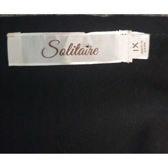 Solitaire Womens Tunic Top 1X Black Crochet Lace-Trim Button Down Cottagecore - Picture 5 of 6